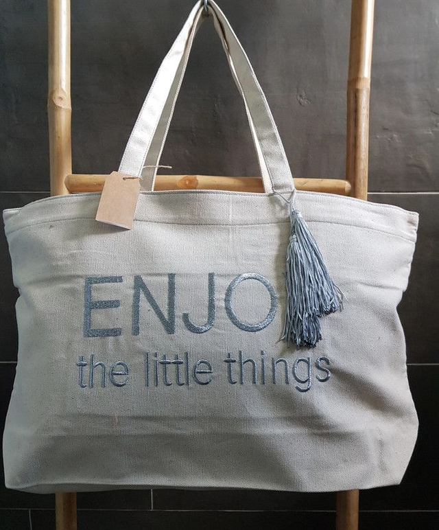 Sac fourre-tout Shacof beige Enjoy the little things