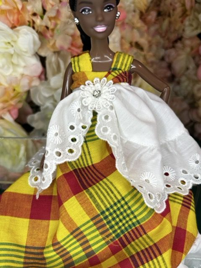 Poupée - Robe madras 100% Coton – Fait main