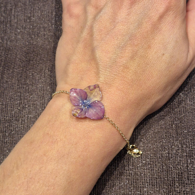 Bracelet Hortensia – Bijou floral fait main