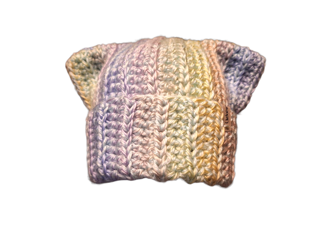 Catbeanie Bunt - Gehäkelte Mütze, Katzenmütze, Mütze mit Katzenohren, Unikat, handmade - Einzelstück