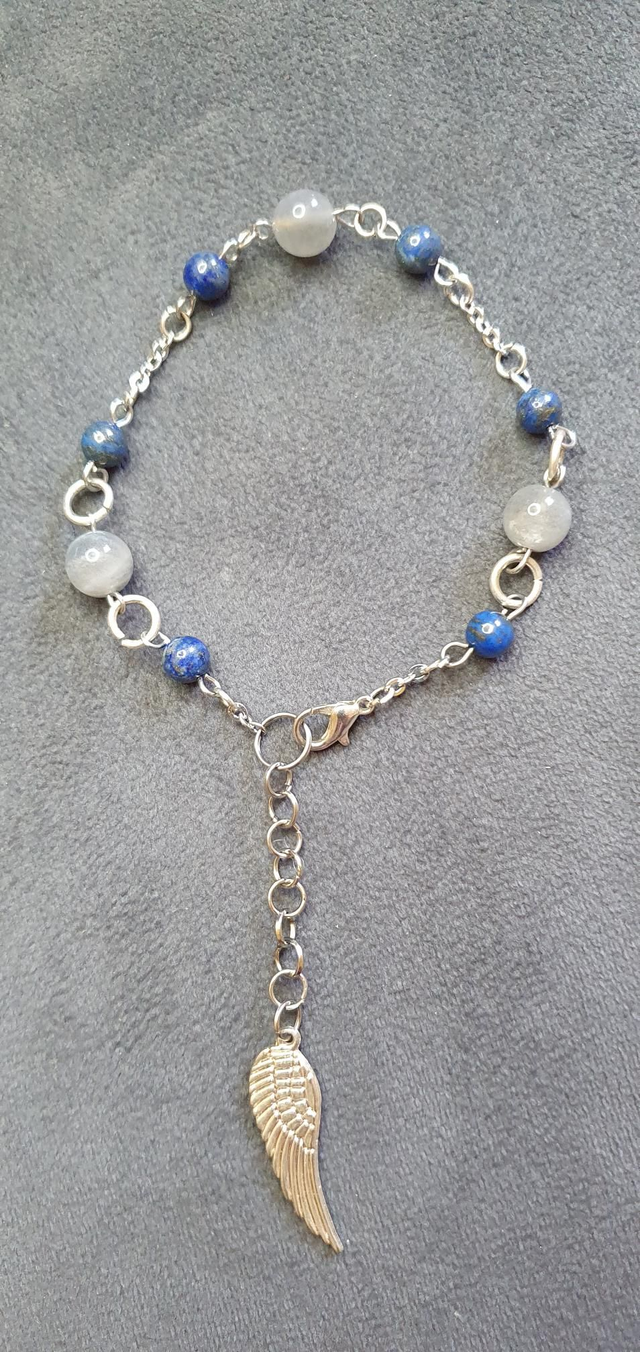 Bracelet acier inoxydable en Labradorite et Lapis-lazuli 
