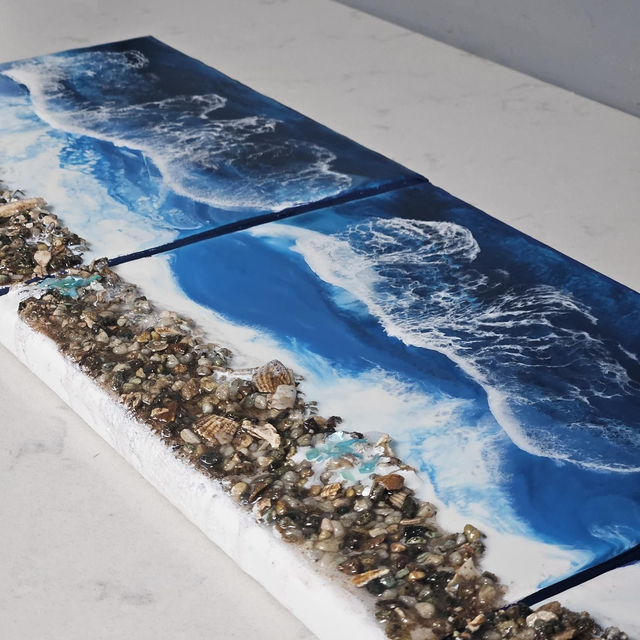 Resin Beach Art on Canvas 3D Art