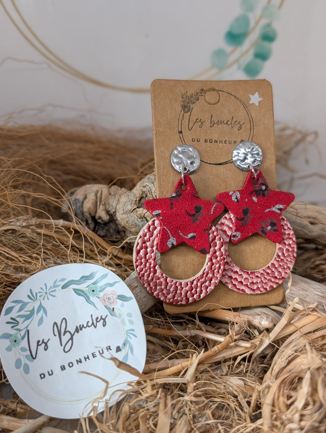 Boucles d&#039;oreilles star rouge mo718