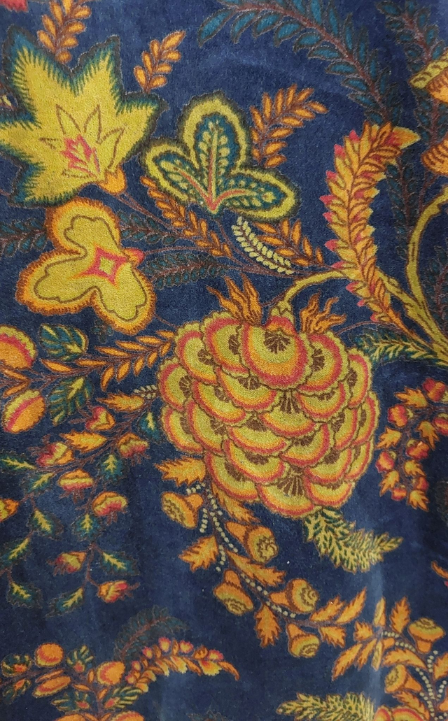 Veste en velours bleu - Doublure en coton bleu - Confectionnée à la main