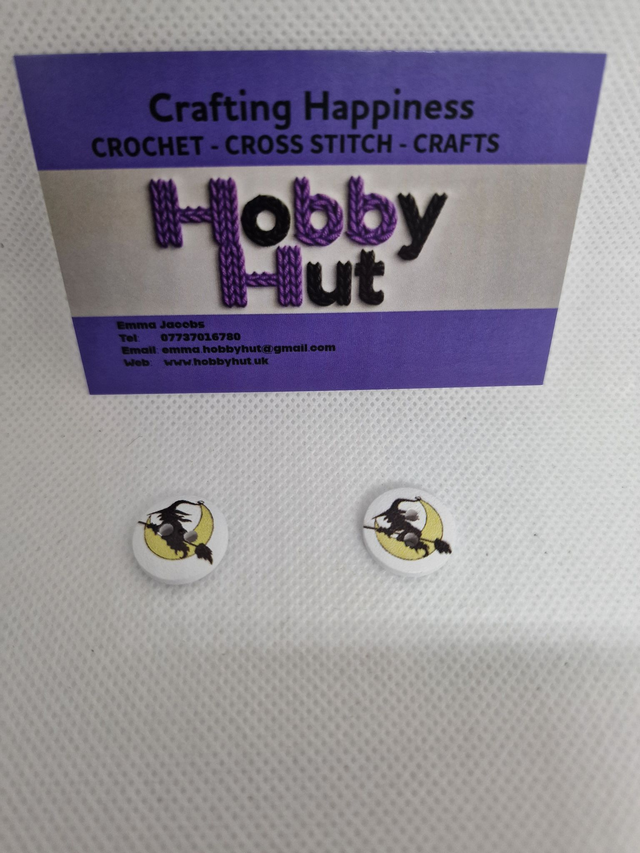 Halloween Witch with Crescent Moon Buttons 