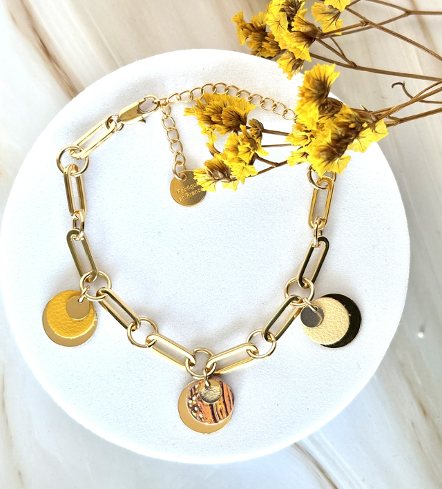 Bracelet BRELOQUE Doré à l’Or Cuir