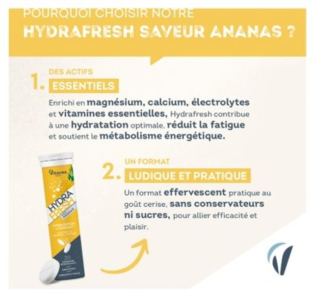 Vitavea Hydrafresh Hydratation et Énergie Ananas – Solution isotonique