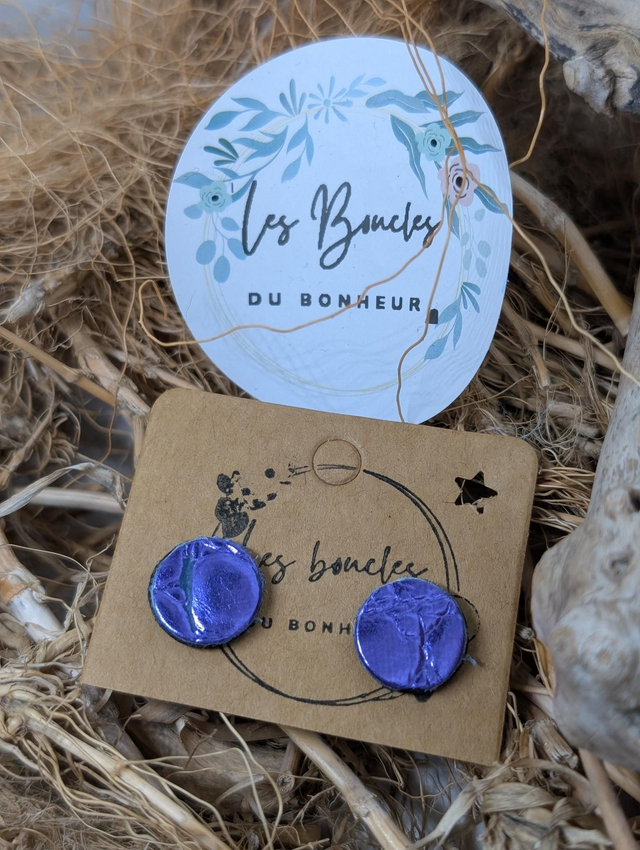 Boucles d'oreilles puces violet pu074