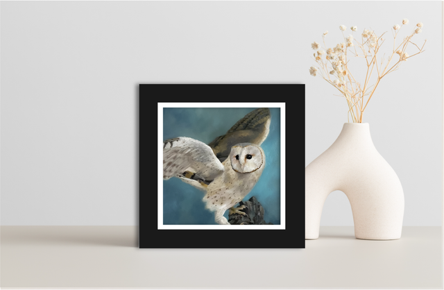 Athena Portrait of a Barn Owl Giclée Print Mounted 