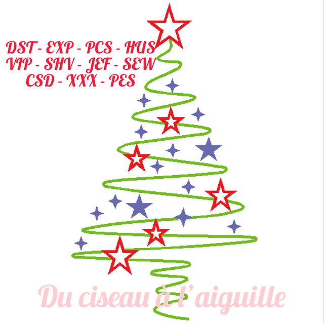 fichier broderie sapin de noël - 2 Taille / 11 Formats
