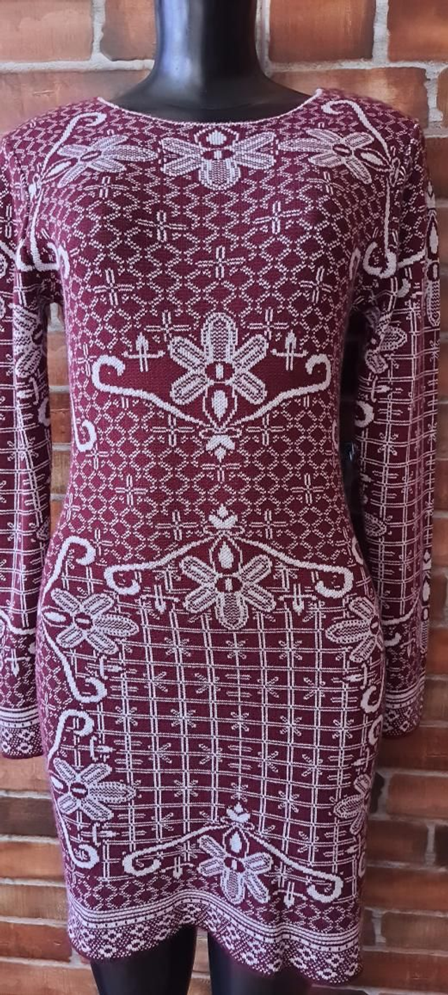 Vestido Estampado, T/M vinho