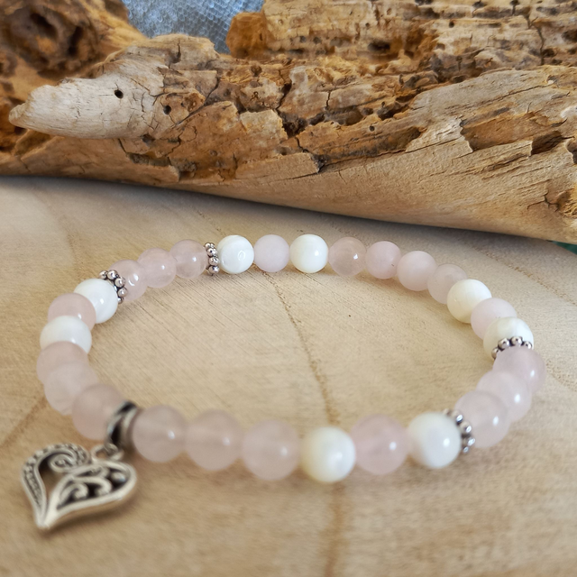 Bracelet en Quartz rose et Nacre