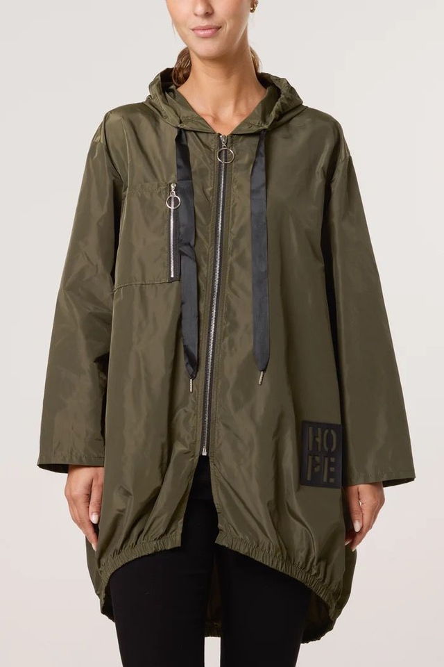 Lightweight Hooded Rain Coat - Khaki