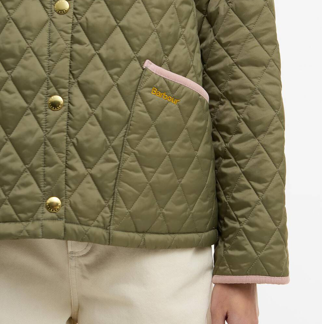 Barbour Icons Cropped Liddesdale Quilted Jacket Olive Gardenia