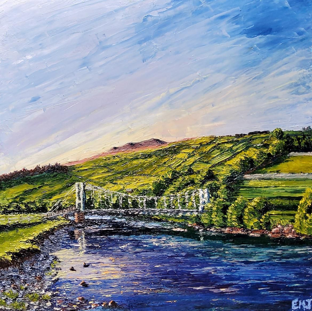 Reeth suspension bridge- Art card/ Coaster 