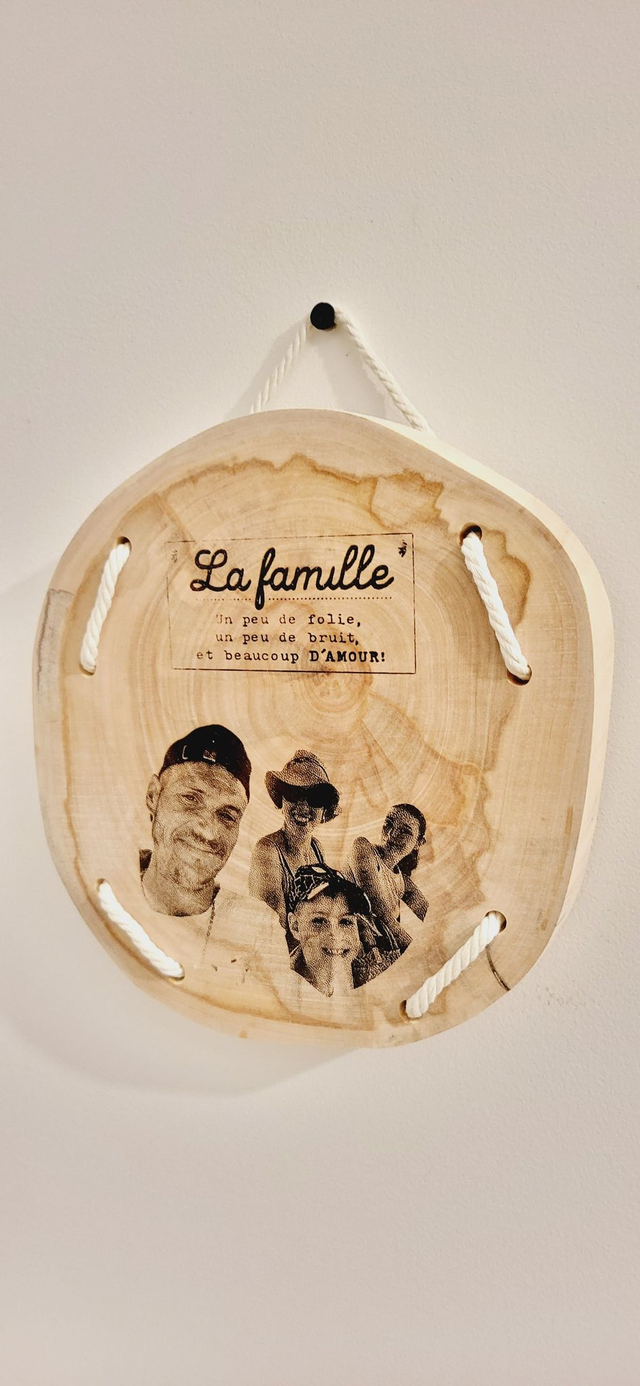 Rondelle de bois avec personnalisation photo
