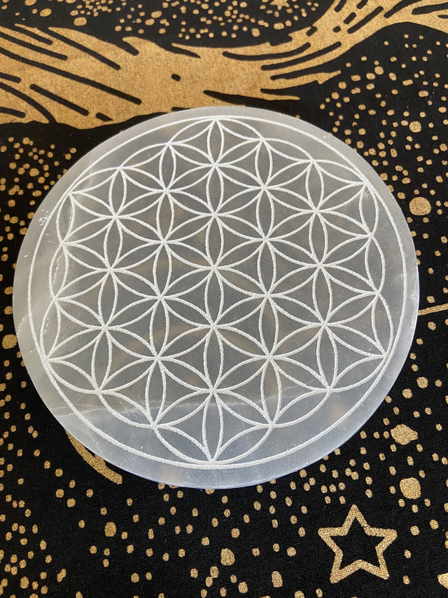 Plaque Sélénite Fleur de vie - Rechargement