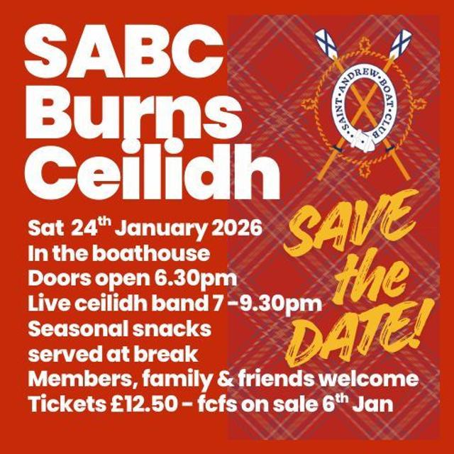 St Andrew Boat Club Burns Ceilidh in the Boathouse Saturday 24 January 2026