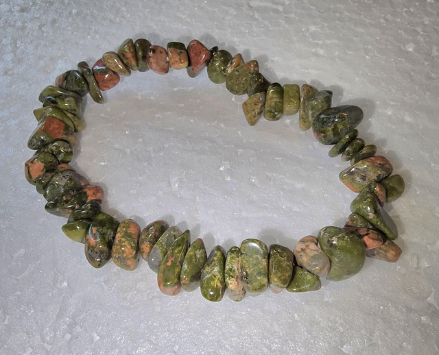 Unakite Chip Gemstone Bracelet 