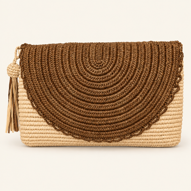 Pochette bicolore en raphia de Madagascar