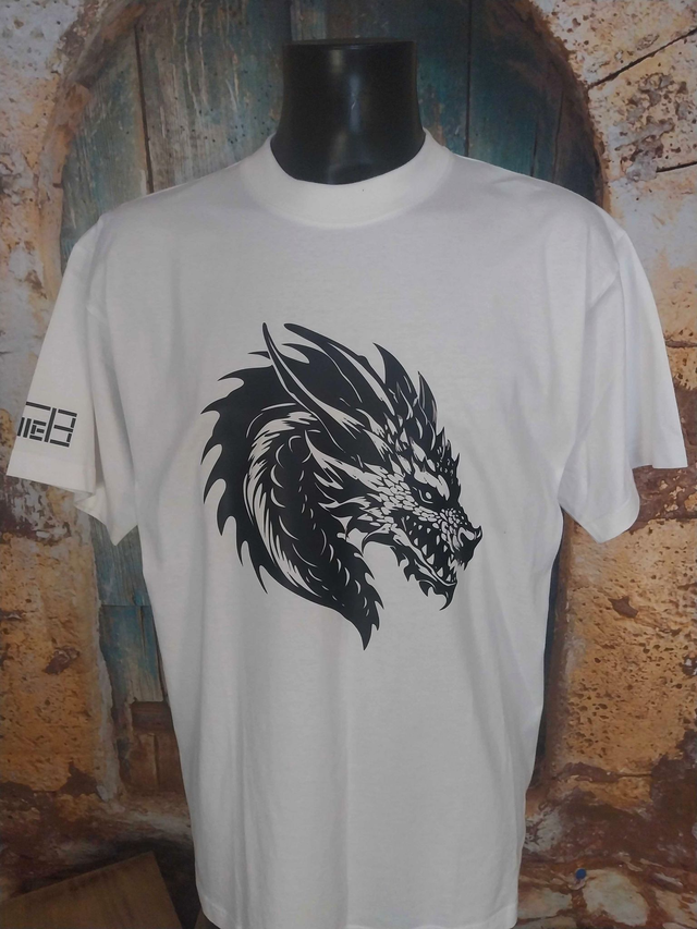 T-SHIRT BLANC HOMME (H18) BLACK DRAGON 