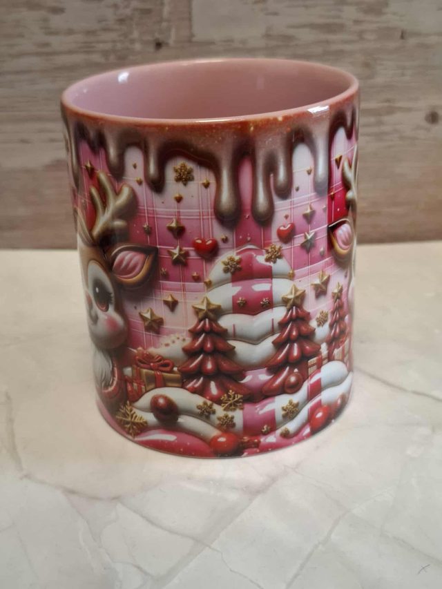 Mug biche de noel rose