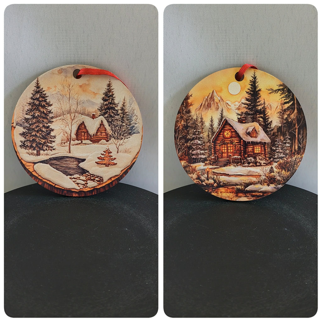 Noël boule chalet eau