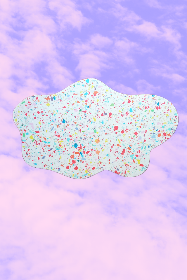 Stolik kawowy chmurka, lastryko na metalowych nogach, boczny, do salonu, na balkon