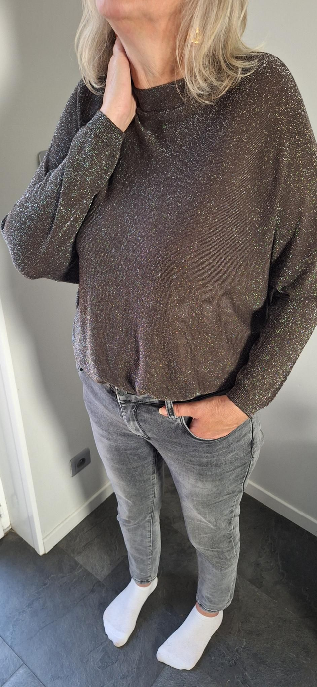 Pull paillette choco belle taille 