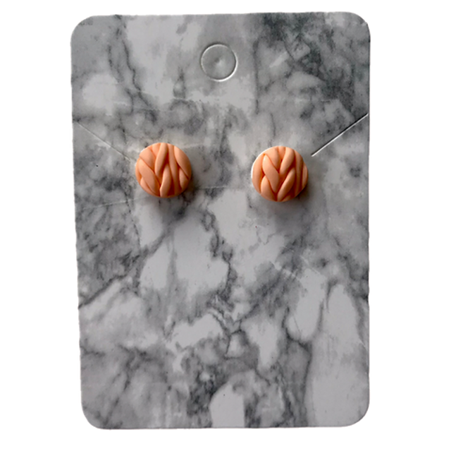 Peach knitted studs - round