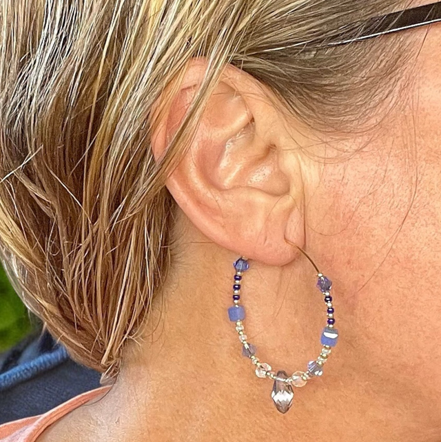 Boucles d’oreilles cristal bleu azur