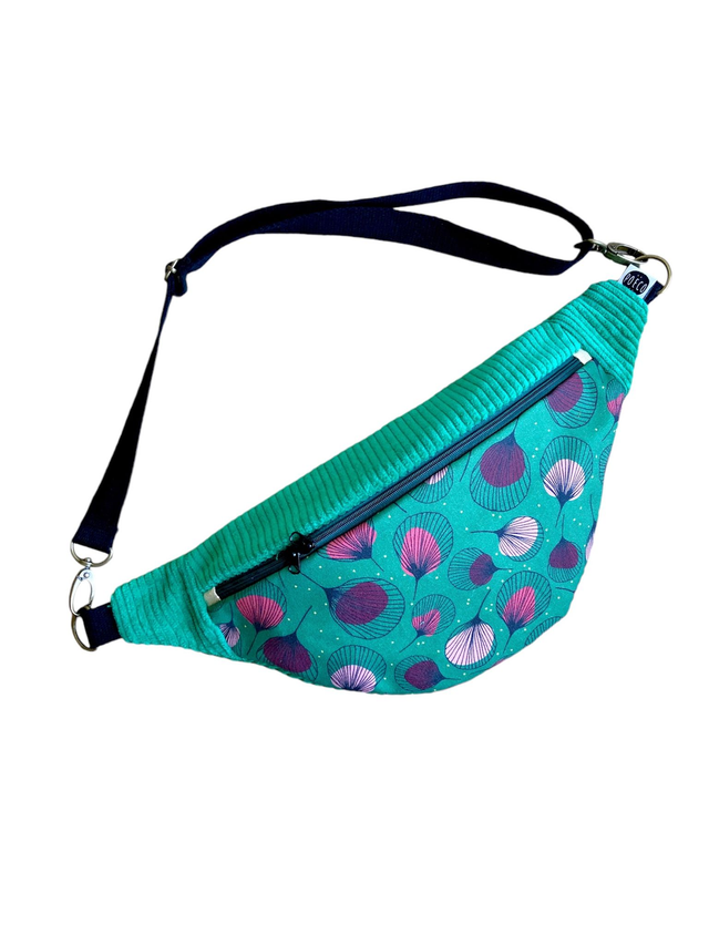 Sac Banane velours côtelé  - PLUMES - vert