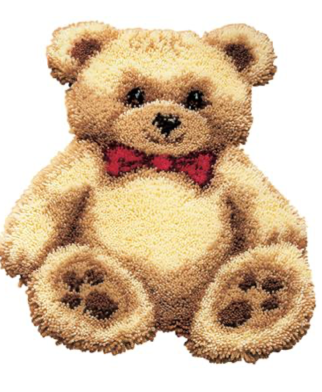 Knüpfteppich Brauner Bär mit Schleife