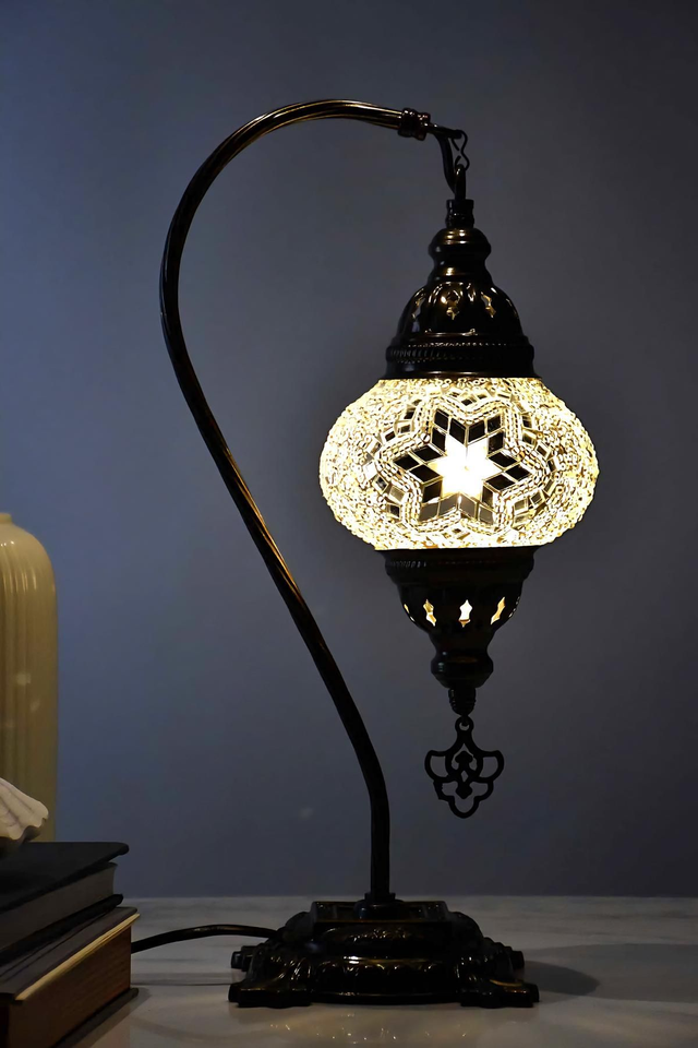 Medium Mosaic Swanneck Table Lamp