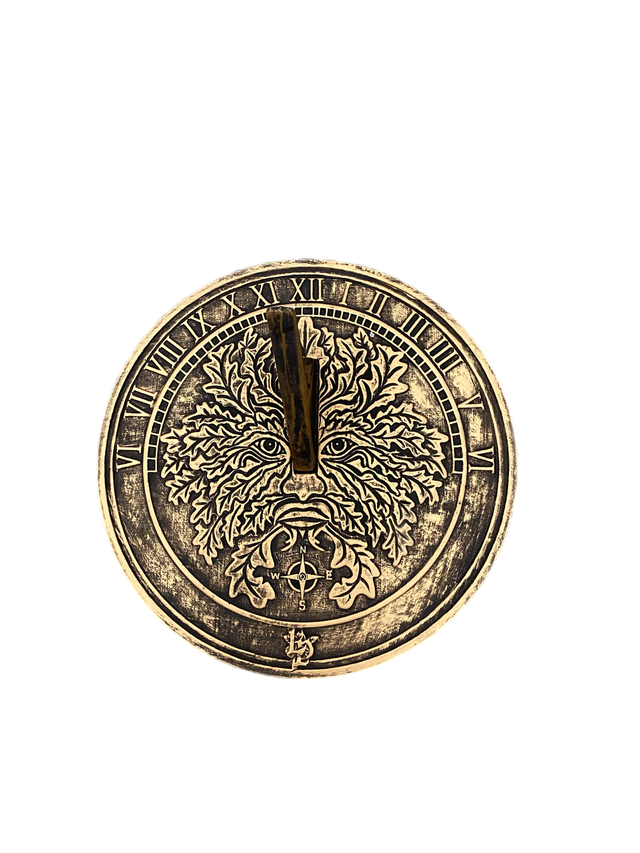 Green man terracotta sundial by Lisa Parker