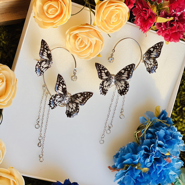 Papillons noirs argents complet 