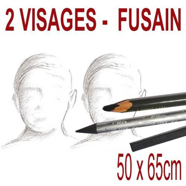 2 visages fusain- 50x65cm - 240€