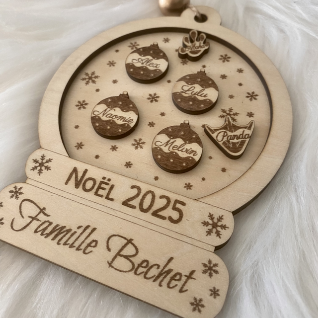 Boule de Noël famille - décorations sapin personnalisable