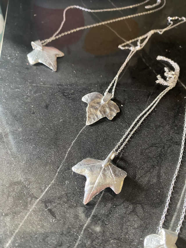 Fine Silver Ivy Leaf Pendant  