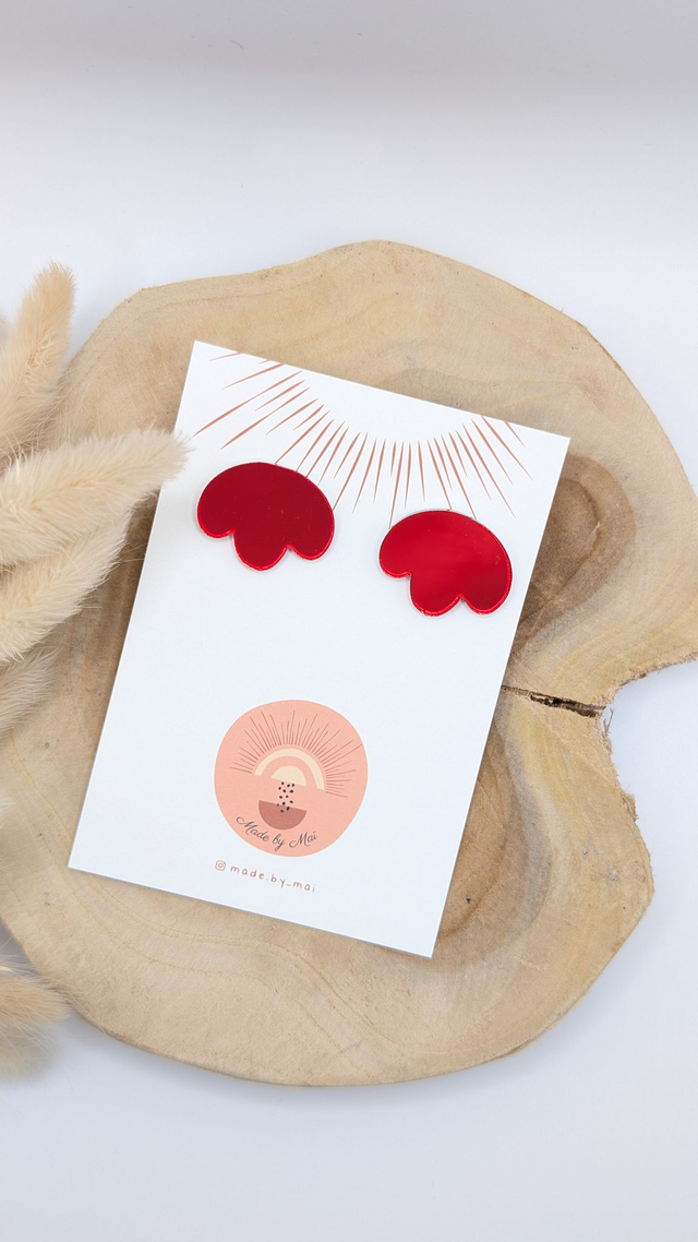 Boucles d'oreilles rouges effet miroir en plexi