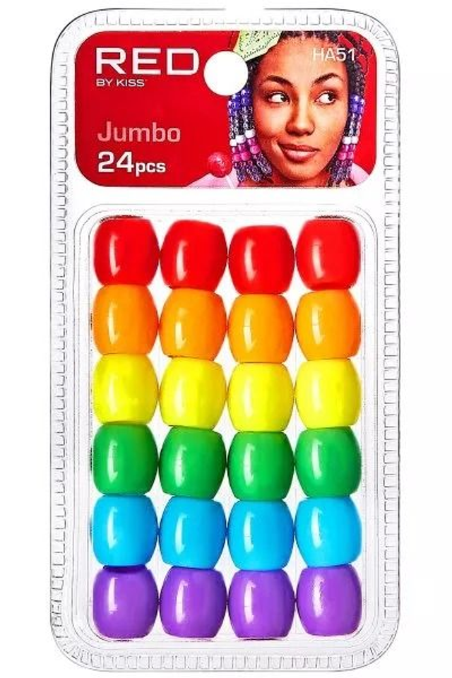 RED BY KISS: JUMBO HAIR BEADS 24PCS - RAINBOW (HA51)