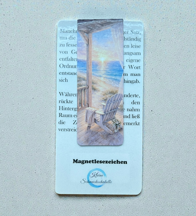 Lesezeichen Veranda Meer - Handgefertigte Magnet-Lesezeichen – Meermotive