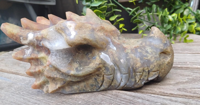 Large Moss Agate Dragon Head (1.445kg)
