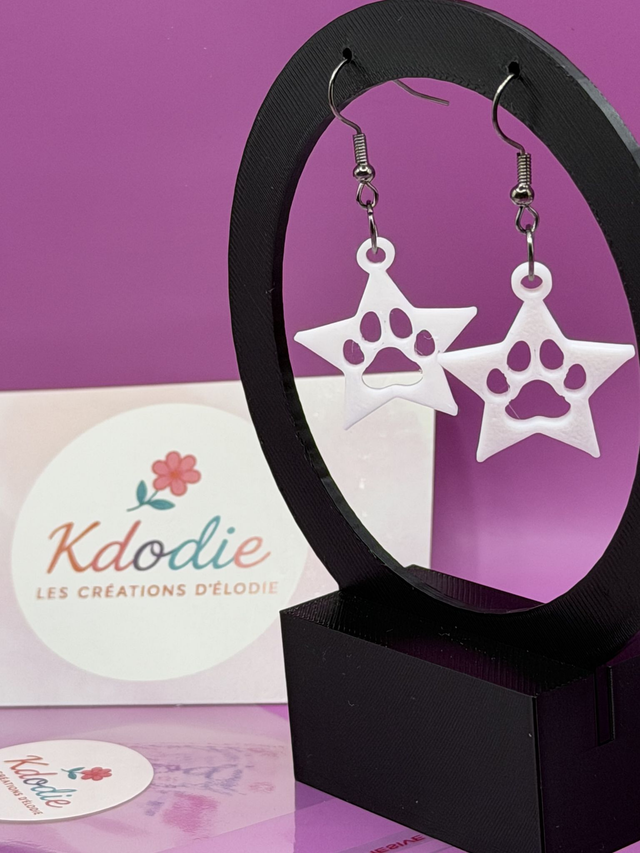 Boucles d'oreilles pattes de chien dans forme étoile - Attaches Inox