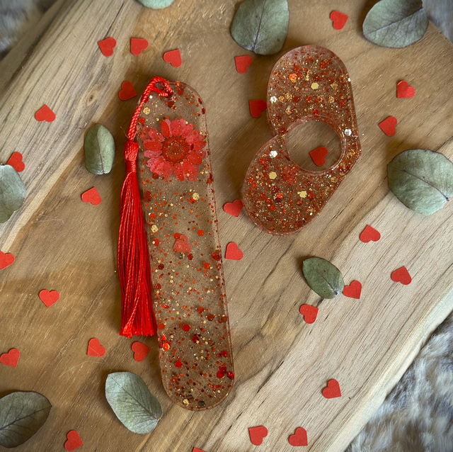 Duo marque-page/bague de Lecture - Passion Rouge 3 - Personnalisable 