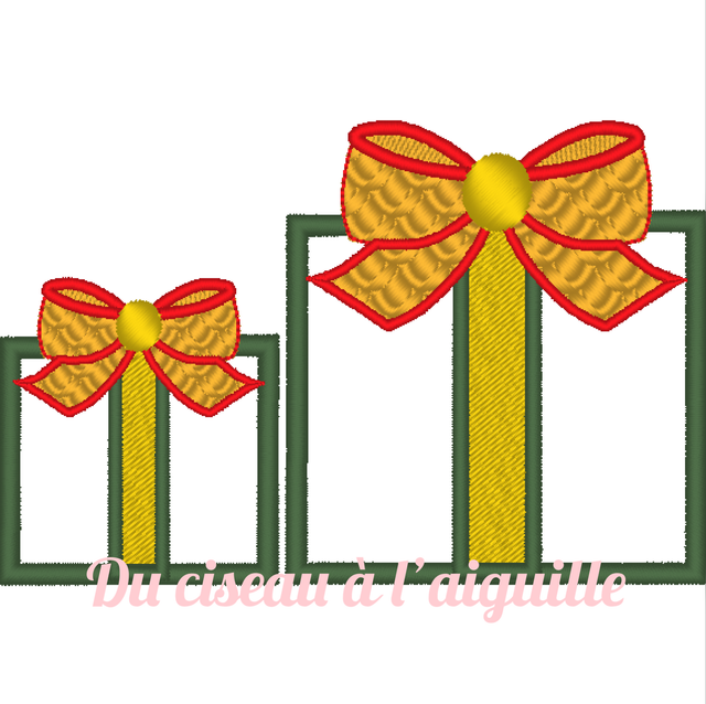 fichier broderie cadeaux en appliqué cadre 10x10