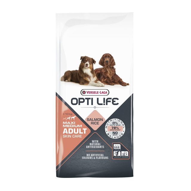 Croquettes Opti Life chien medium &amp; maxi Skin Care sans gluten : 12.5 kg