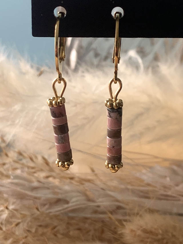 Boucles d'oreilles Rosamaria Marbre brun/rose