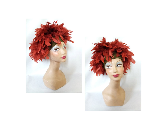 Chapeau femme plume rouille cérémonie mariage