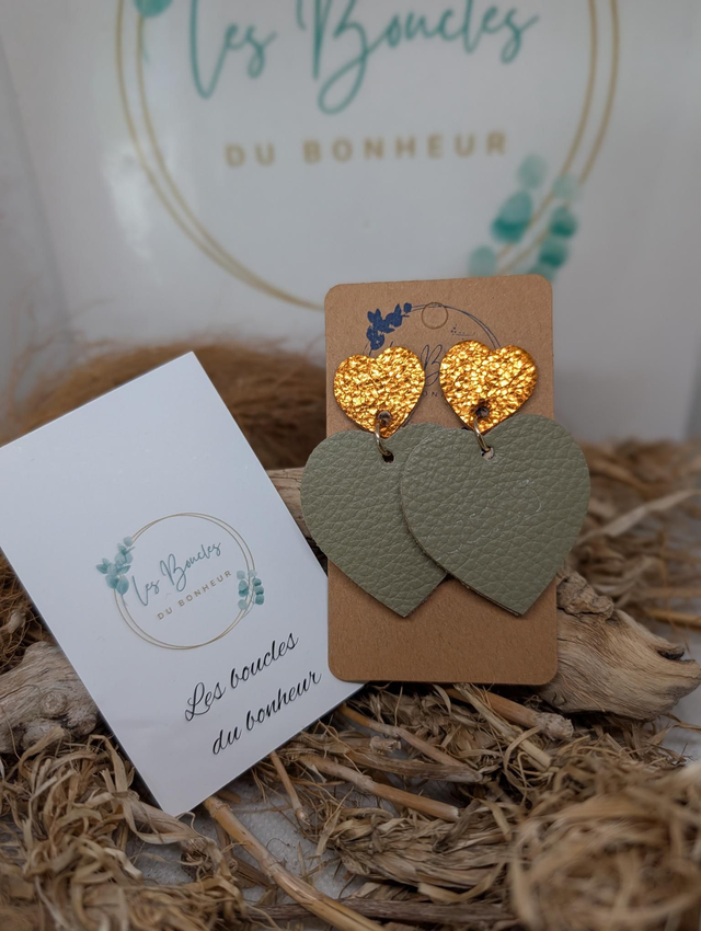 Boucles d'oreilles Louise kaki orange cuivré lo089
